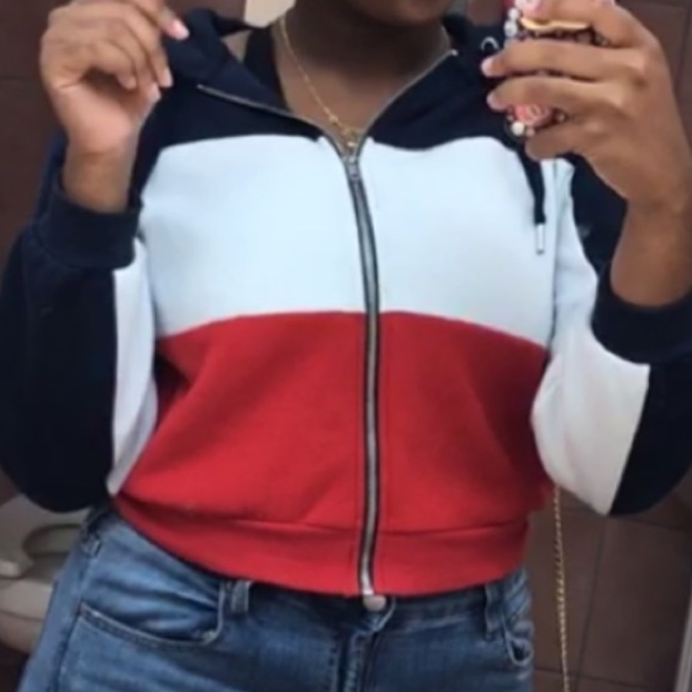 🔆H & M zip up ❕size xs❕red white &blue❕